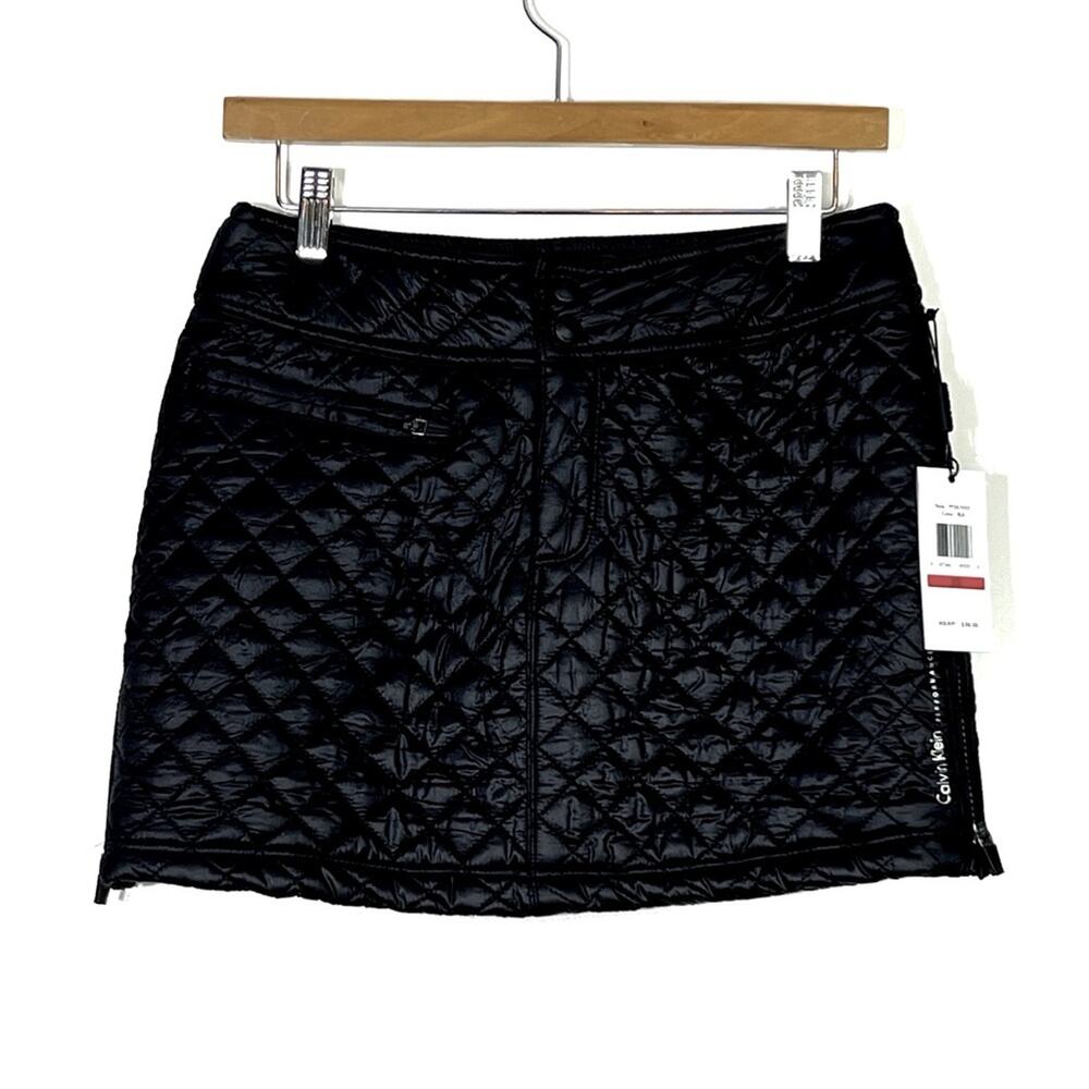 Calvin Klein Performance Quilted Skirt Adjustable Button Waist XS NWT